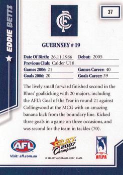 2007 Select AFL Champions Signature Series #37 Eddie Betts Back